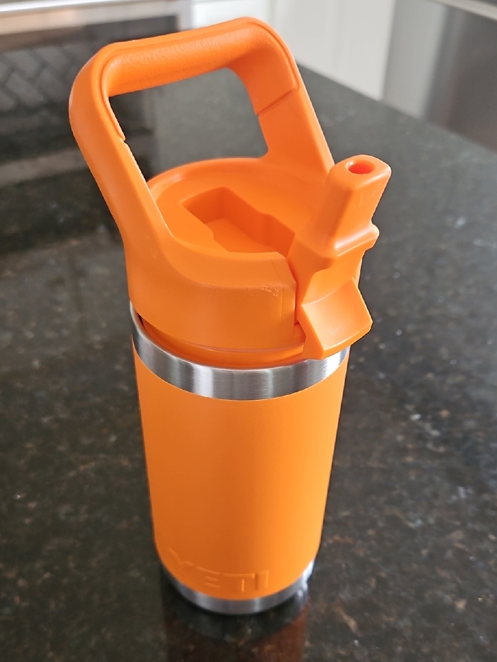 Yeti Orange Insulated Water Bottle with Straw Handle